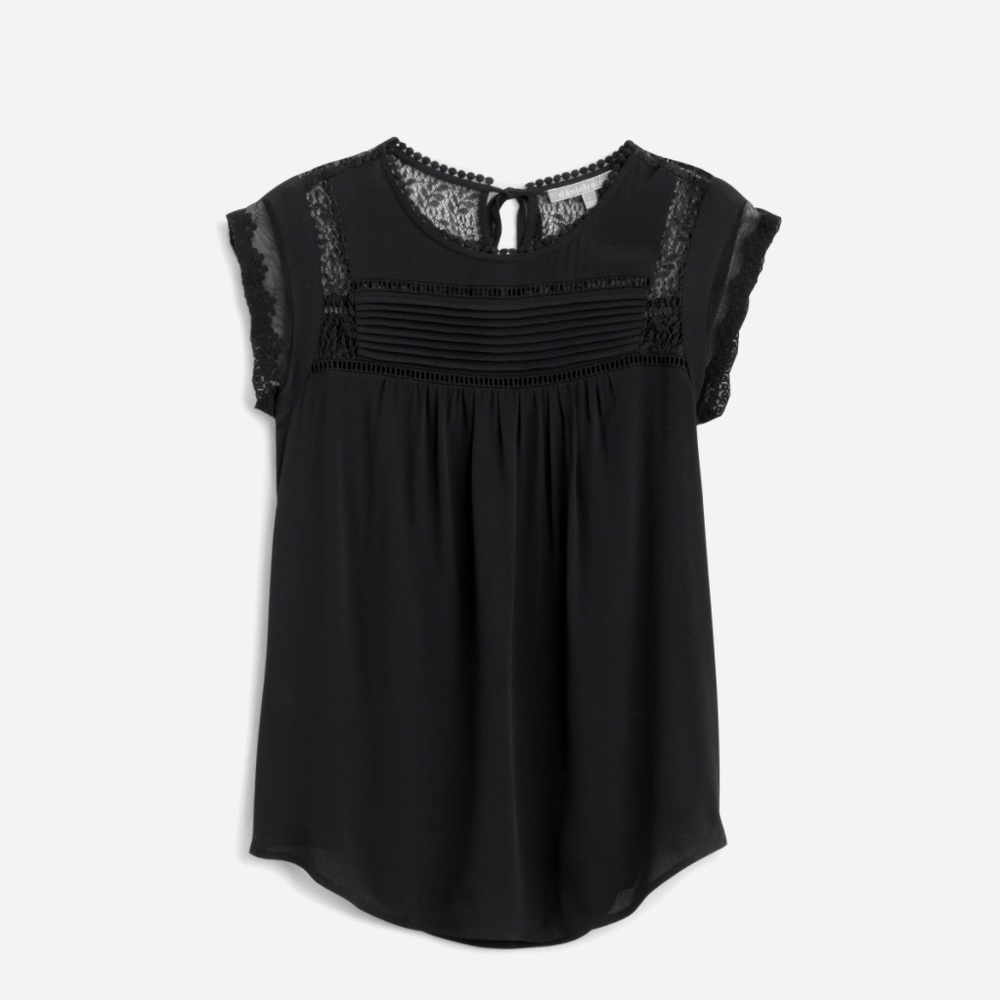 DANIEL RAINN Becru Lace Detail Blouse Black